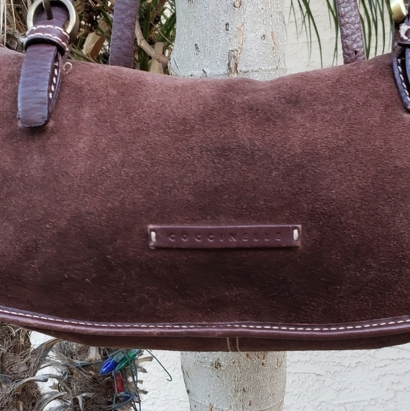 Coccinelle Tan Suede Leather Purse Made In Italy H - Picture 3 of 3